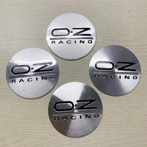 ZGCYK 4 Stück Radnabenkappen Aufkleber für OZ 55MM Felgendeckel Radkappen Reifen Felgen Radnabenabdeckung Zubehör,Silverstyle