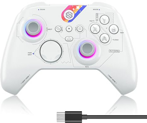 Reddening Manette Sans Fil Compatible avec Windows PC, Adaptateur pour Manette avec 3.5mm Prise Audio, avec Hall-Trigger/3D Joystick/TURBO/RGB Mode D'éclairage