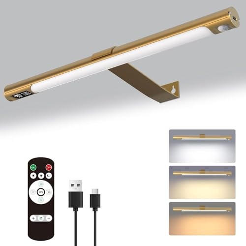 MeoYlaery Wireless Picture Lights for Wall,Battery Operated Picture Light with Remote Control,Rechargeable Painting lamp,Motion Sensor Lights with 3 Lighting Modes,Display Lamp for Artwork