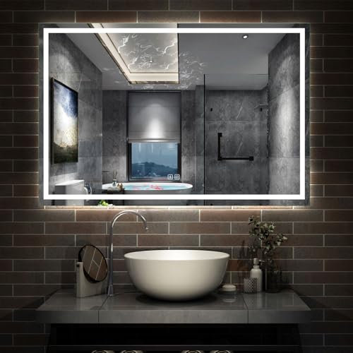 Bluetooth LED Bathroom Mirror with Shaver Socket, 3 Colours Lights Dimmable, 1500x800 mm Illuminated Bathroom Vanity Mirror, Demister, Wall Switch Touch Switch Smart Mirrors Horizontal Vertical