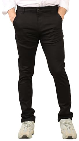 MYT Mens Chinos Trousers Slim Fit Cotton Stretch Chino Pants All Waist Sizes (UK, Waist & Inseam, 38, 32, Black)