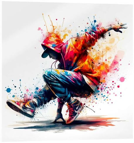 Posterlounge Breakdance style Tableau en verre acrylique | 40 x 40 cm de nobelart Déco colorée Tableaux Décoration murale