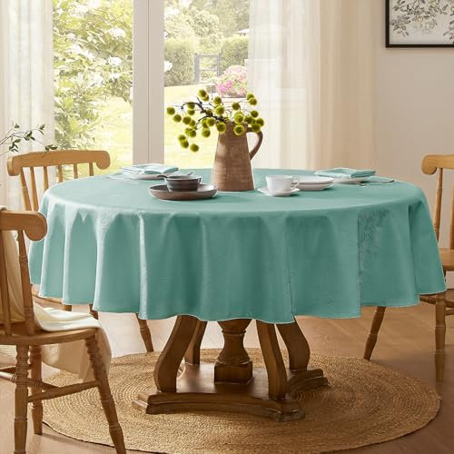 Softalker Tischdecke Mint rund 120 cm abwaschbar Tischdecken Wasserabweisend Jacquard-Wellenmuster Abwischbar Fleckschutz rundes Tischtuch Tablecloth für Outdoor Party Geburtstag Silvester Fest Garten