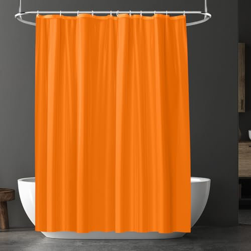 URAQT Duschvorhang, Anti-schimmel Wasserdicht Schnelltrocknend Duschvorhänge, Waschbar PEVA Shower Curtains 180x180 cm mit 12 Duschvorhangringen, Badewanne Shower Curtain (Orangefarbene)