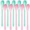 Mispudin 10 Cuillere Longue en Plastique Reutilisable, Cuillere Plastique Rose et Bleu, Cuillère à Café, Cuillère à Confiture Long Manche, Cuillère à Dessert Longue pour Thé, Yaourt, Glaces, cocktails