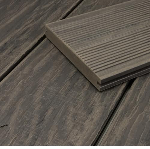 HORI WPC Terrassendiele Grau | Terrassenplatten | beidseitig verwendbar | Terrassenboden | Dielen | WPC Holzfliesen | Terrasse Garten Balkon | Maui | Dielenlänge: 4000 x 145 x 20 mm