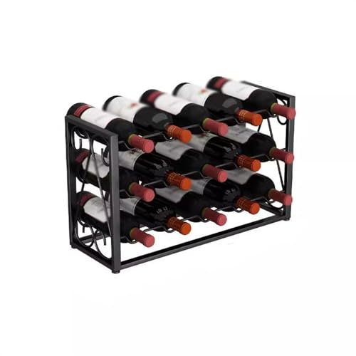 KOHUS Présentoir à vin Rouge Cave à vin, casier à vin, présentoir à vin Rouge, casier à Bouteilles de vin en métal empilable for la Maison Casier à vin(Black,L)