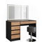 Vicco Schminktisch Sherry, Anthrazit/Goldkraft Eiche, 120 x 75 cm mit LED-Spiegel und Hocker