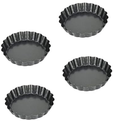 MAGICLULU 4pcs Deep Fluted Tart Non-Stick Pizza Pan Quiche Baking Pans Baking Trays Mini Tins for Home