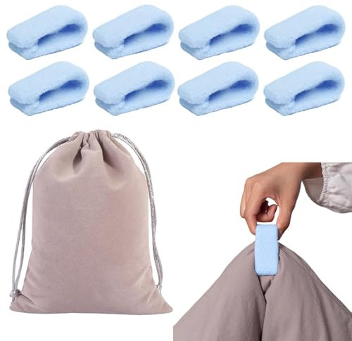 8 Stück Bettdeckenclips, Bettdecken Clips für Bettwäsche, Daunendecken Betttücher, Verbessertes Design, 8 Stück Aufbewahrungstasche, Ergonomisch und Praktisch