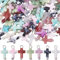 SUNNYCLUE 1 Box 105 Stück 7 Farben Acryl Kreuz Anhänger Osterkreuz Anhänger Undurchsichtig Rosenkranz Edelstein Imitation Kunststoff Baumperlen Für Die Schmuckherstellung Schlüsselanhänger DIY Bastela