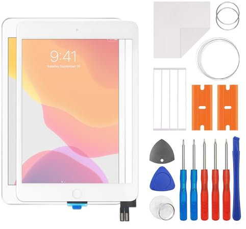 swark Nuovo vetro touchscreen bianco di ricambio per iPad mini 5 2019 7.9 A2133 A2125 A2126 A2124 touchscreen con kit di strumenti di riparazione aggiornato, nessun display LCD