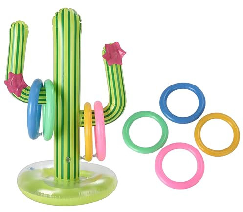 SKJAXF Cactus Toy, 9-Piece Inflatable Cactus Ring Toss Game Set, inflatable party props, Indoor Outdoor Party Games for Kids and Family, Garden Party, Pool Games, Hawaiian Theme Dec