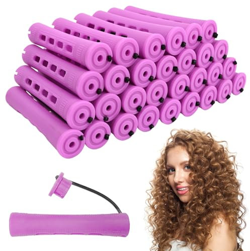 ELNX Kit de 30 bigoudis à permanente, bigoudis de 1,9 cm, Taille Moyenne, pour Femme, avec élastique, pour Cheveux Longs et Courts, à Utiliser soi-même