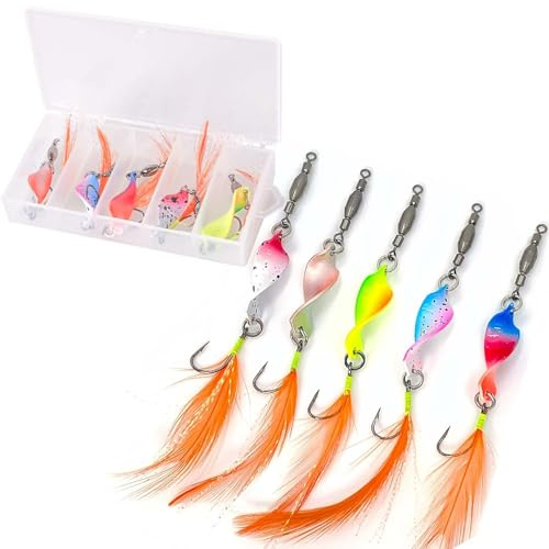 Forellenlöffel-Set, Forellenköder, Forellenblinker-Löffel-Set, Blinker, Twist-Angelköder, Forellenköder, Angelzubehör für Kunstköder, Spinner, Blinkerset,(5 Stück)