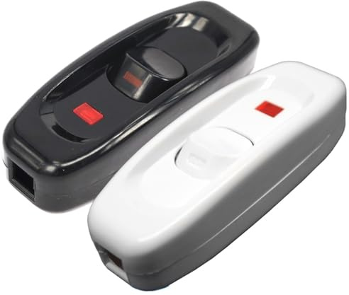 1 interruptor basculante de encendido/apagado en línea GW320 10A 250V con luz indicadora, interruptor de cabecera con luz en el medio(GW320 white)