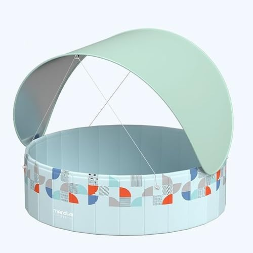 FOELANNE piscina ricreativa per famiglie, Piscina pieghevole non gonfiabile for esterni con tenda da sole for bambini e adulti