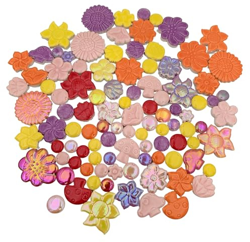 500 g di piastrelle di mosaico in ceramica assortite, piastrelle di mosaico in ceramica creative per fai da te, piatti, vasi, vasi da fiori, tazze, forniture per la creazione di mosaici (fiori, bacche