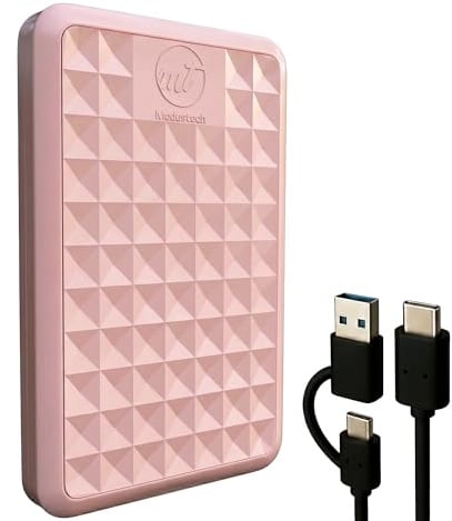 ModusTech Facet 500GB Externe Festplatte Tragbar USB-C/USB 3.1 5Gbps — Kompakte High Speed HDD für Backup, Datensicherung, Gaming, PC, Mac, Laptop, PS4, Xbox, Smart TV (Rosé)