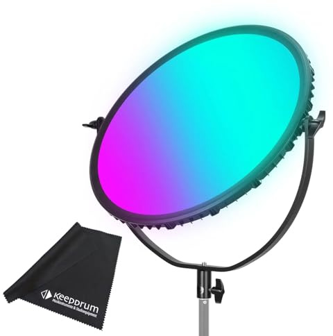 GR18C rund LED-panel RGB videolampa med appkontroll 45 cm med keepdrum mikrofiberduk
