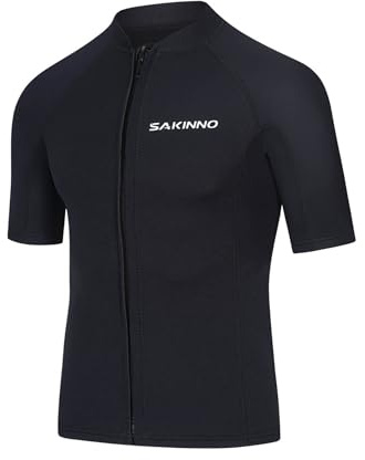 Miutii Herren Neoprenanzug Jacke 2mm Neoprenanzug Top Kurzarm Neopren Jacke mit Frontreißverschluss für Tauchen Surfen Schnorcheln Schwimmen A Schwarz XL