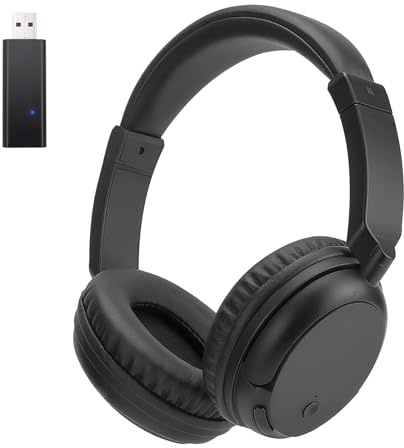 Ayaminolk Casque TV sans Fil pour Seniors et Adultes, Casque Supra-auriculaire 2.4G et Bluetooth 5.3 avec Émetteur USB, 10 Heures d'Autonomie Latence Ultra-Faible pour TV, PC et Appareils Audio