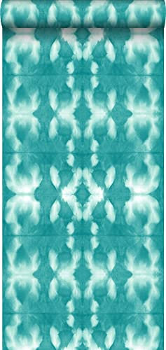 Tapete Tie-Dye Shibori Muster Türkis - 148683 - von ESTAhome