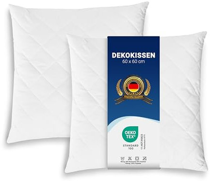 ZOLLNER 2er Set Kissen - Made in Europe – Polyesterfüllung - Bezug aus Mischgewebe - waschbar bis 95°C - 60x60 cm - Hotelqualität - Oeko Tex® Zertifiziert