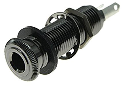 KAISH Stereo Copper Guitar Bass 1/4 Barrel Jack Cylinder Input Output Jacks with 4 Pins Stereo or Mono Jack Black Nickel