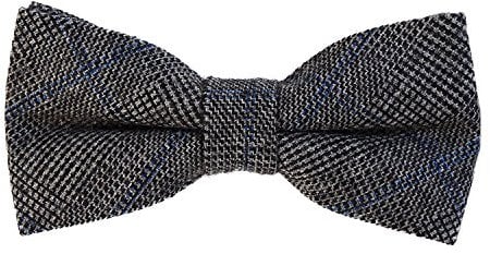 DonDon Herren Fliege 12 x 6 cm kariert gebunden und stufenlos justierbar aus Baumwolle im Tweed Style dunkelgrau-blau