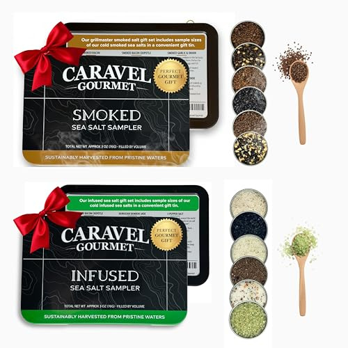 Caravel Gourmet Infused & Smoked Sea Salt Sampler, 12-Flavor, 0.5 oz Tin