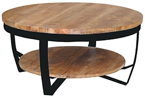 Brix Couchtisch Mark Ø 65 cm Anstelltisch Beistelltisch Kaffeetisch Massivholz Metall