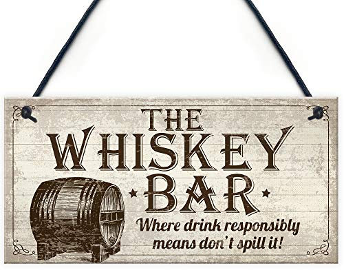 RED OCEAN Vintage Whisky Bar Plaque Hanging Rustic Sign Home Bar Pub Man Cave Birthday Gift For Him