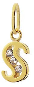 NKlaus Buchstabe S 8 Karat 333 Gold gelbgold Kettenanhänger klein 8mm Alphabet Zirkonia 9238