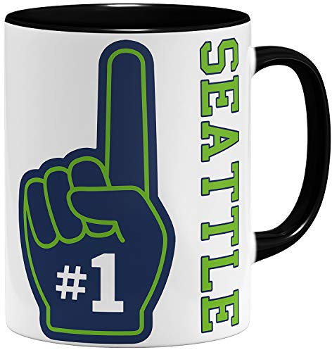 OM3 Number One #1 Seattle - Tasse | Keramik Becher | 11oz 325ml | Beidseitig Bedruckt | Schwarz