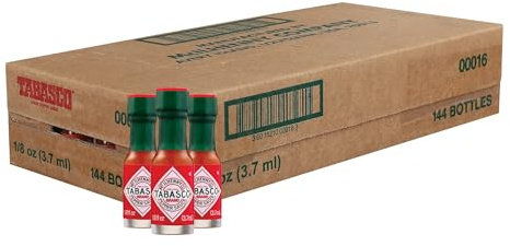 TABASCO Original Red Scharfe Sauce 144 x 3,7ml Mini Flaschen Multipack, klassischer Cayenne Geschmack, fur Partys, Brotdosen, Reisen und Geschenke