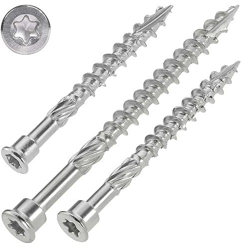 SCREW REBEL Terrassenschraube mit Zylinderkopf 4,5 x 50 mm, Edelstahl gehärtet - Stanzkopfschraube mit ETA Zulassung – 200 Stück, TX20
