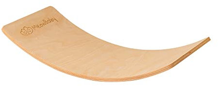 MEOWBABY Balance Board für Kinder - Kleinkind Natur Wackelbrett, 60x30cm Balancierbalken aus Holz