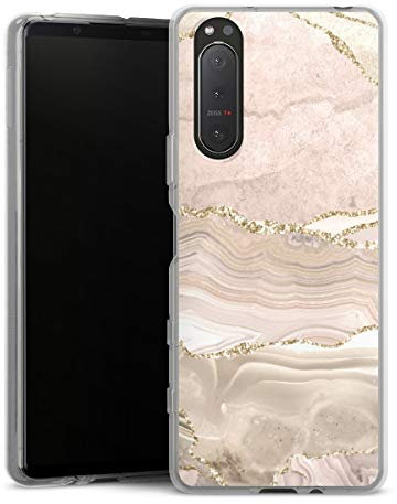 Custodia di silicone compatibile con Sony Xperia 5 II 5G Custodia trasparente Cover per smartphone trasparente Glitter Look Marmo Utart