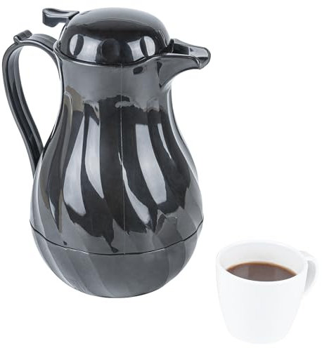 Restpresso Caraffa da caffè isolata, 1814 ml, 1 caffettiera isolata, con pulsante superiore, design a turbinio, brocca da caffè in plastica nera, maniglia integrata, resistente alle perdite