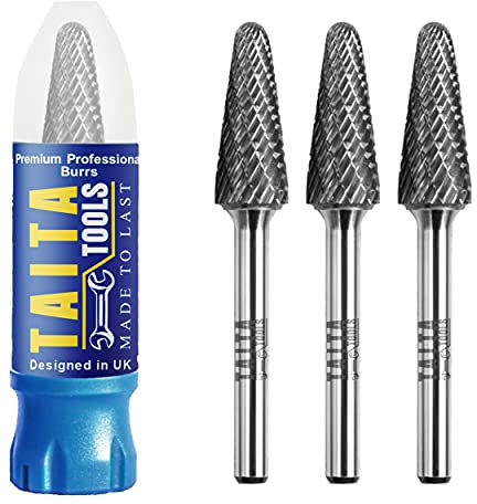 Carbide Burr 1/4 Shank, SL-4 Tungsten Double Cut Rotary Die Grinder Bits - Cutting Burrs for Milwaukee, Dewalt and Makita Die Grinder Accessories - Wood Carving Metal Working & Sturdy Storage Case