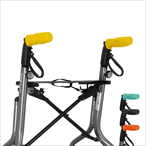 MyRollerSleeve Ergonomische Griffe fuer Rollstuhl und Rollatoren in trendigen Farben zur Unterstuetzung der Haende beim Gehen, Griff mit Gelpad fuer Senioren Gehhilfe, gelb, 21 x 6,5 x 9 cm