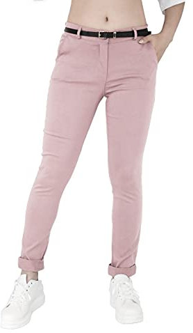 JOPHY & CO. Pantalone Donna Chino con Cintura Tinta Unita (cod. 3008) (Rosa Antico, XL)