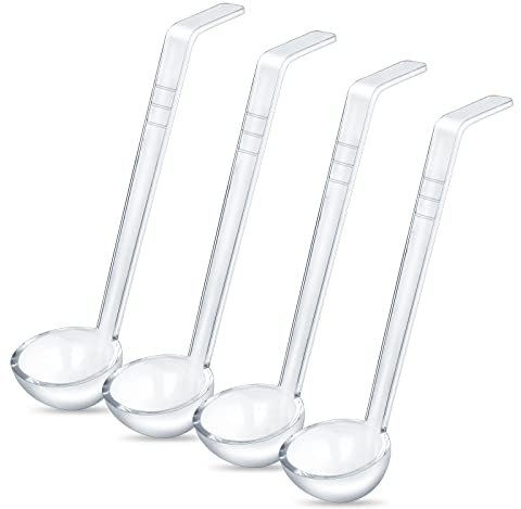 4 pieces 1 oz ladle clear small gravy ladle long handle Acrylic 7.9 Inch Perfect for Serving Dressings,punch bowl, Sauces and Toppings (1oz, small)