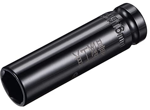 sourcing map 1/2 Drive by 16mm Deep Impact Socket, Heat-Treated CR-V Steel 3.15 Length, 6-Point Metric Sizes
