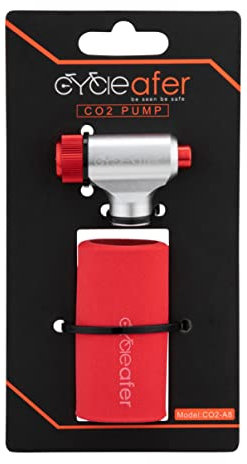 Cycleafer® CO2-Fahrradpumpe, Premium-Qualität, einfaches und schnelles Aufpumpen von Fahrradreifen Diese Mini-Fahrradpumpe eignet Sich zum Aufpumpen von Presta- & Schrader-Ventilen.