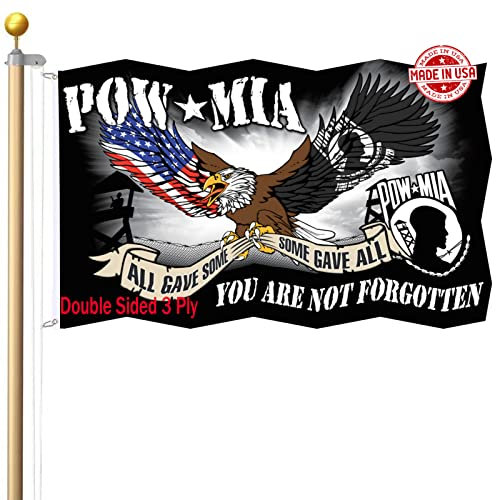 Pow Mia Eagle Flagge 7.6x12.7 cm für den Außenbereich, doppelseitig, 3-lagig, strapazierfähiges Polyester, doppelt genäht, klares Muster, lebendige Farben, Büro, Firmenboot