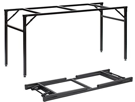 Stabil selbsttragend Tischgestell 160x60 cm, für Bankett-Tisch, Esstisch, Partytisch; höhe: 73cm; für Tische bis 200x90x75 cm; Metallprofil, pulverbeschichtet (1; 160x60 cm), Schwarz