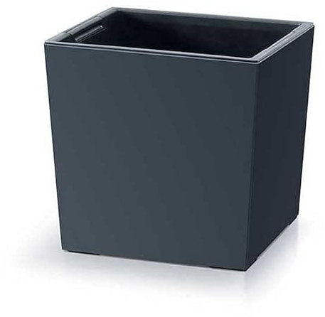 Prosperplast 2in1 Blumentopf mit Innenkübel Übertopf Pflanzentopf Kräutertopf Pflanzkübel Kunststoff Quadratisch 24 cm x 24 cm x 23,5 cm (Anthrazit)