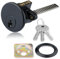 XFORT Matt Black Rim Cylinder, Security 5 Pin Rim Cylinder Door Lock Complete with Components of Three Keys, Trim Ring and Shim.